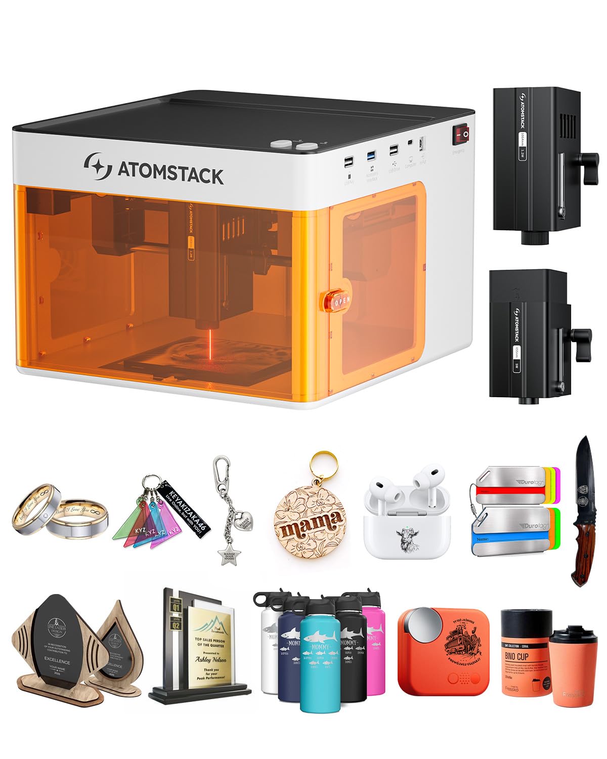 ATOMSTACK P1 5W Laser Engraver Dual, 5W Diode, 1.2W Infrared Laser, Unibody Laser Engraving Machine, 10000 mm/min, 5000mW Diode for Beginners DIY, Wood, Leather, Acrylic, Metal, Class 1 Safe