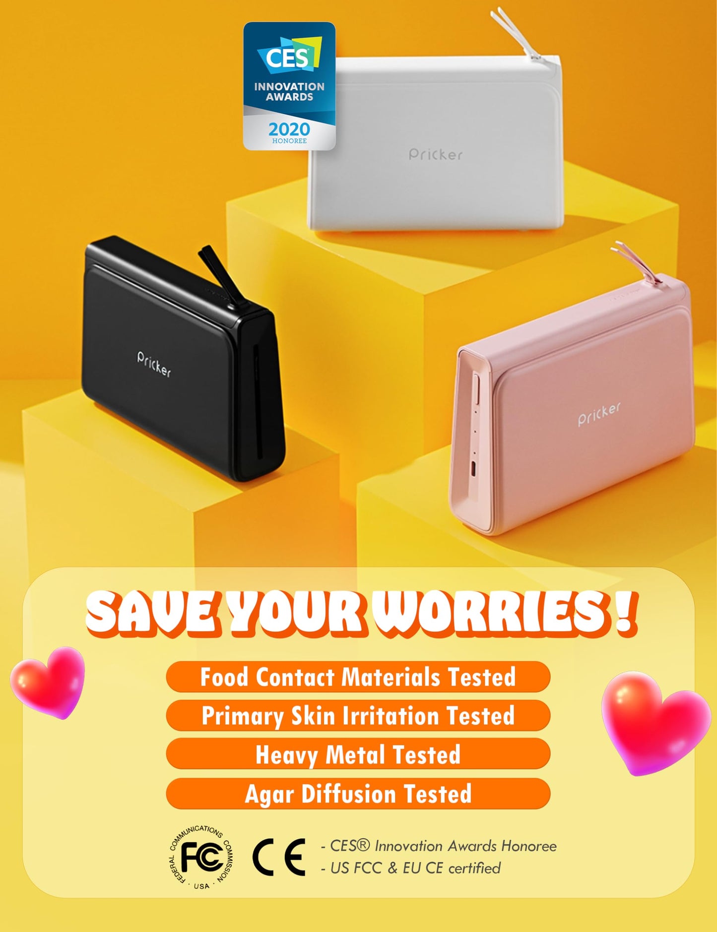 Pricker+ Photo Sticker Printer | 6PASS Multi Wireless Portable Printer for Phone | Mini Photo Printer w/ 10 Sheets + Label 10 Sheets | Customizable Color Sticker Printer 2.56 x 3.57 Inch (Pink)