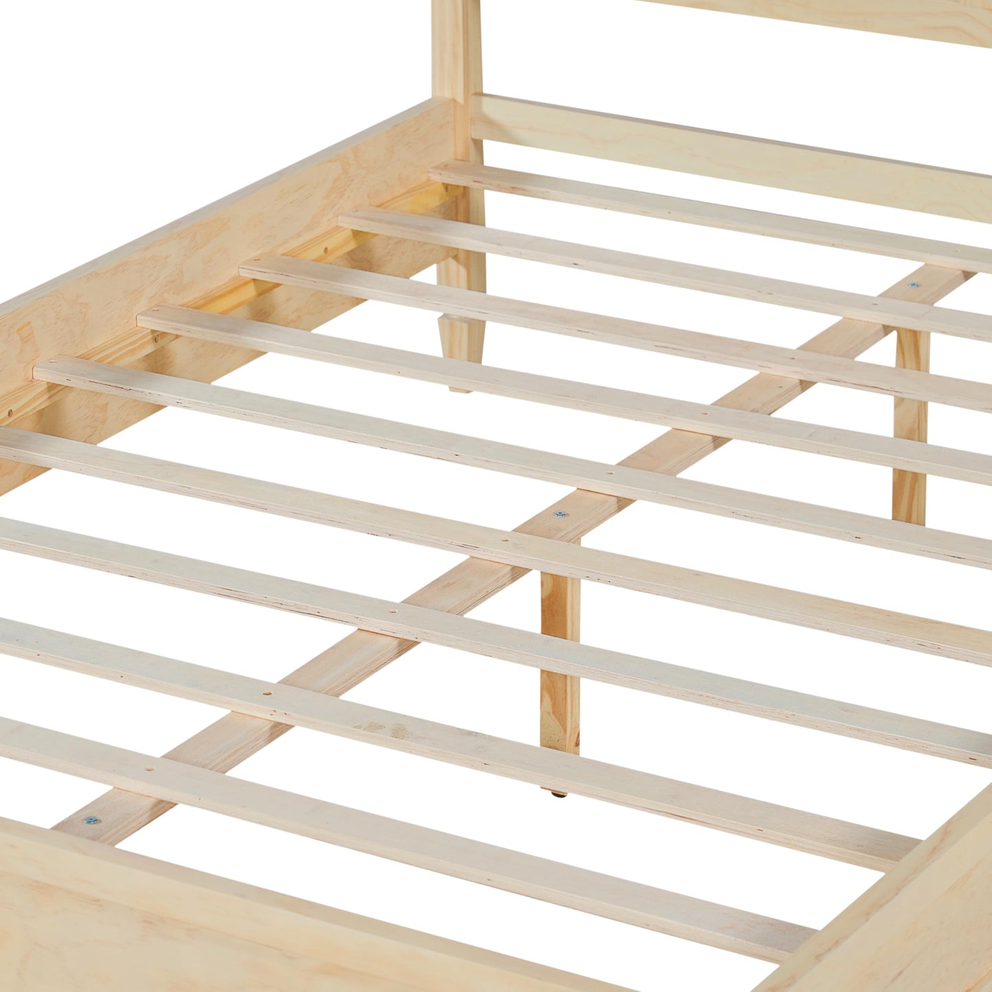 Merax Queen Size Wood Platform Bed, Rustic Farmhouse Bed Frame with Tall Panel Headboard, Wooden Slats Support, Under-Bed Storage Space, No Box Spring Needed, Easy Assembly, Natural