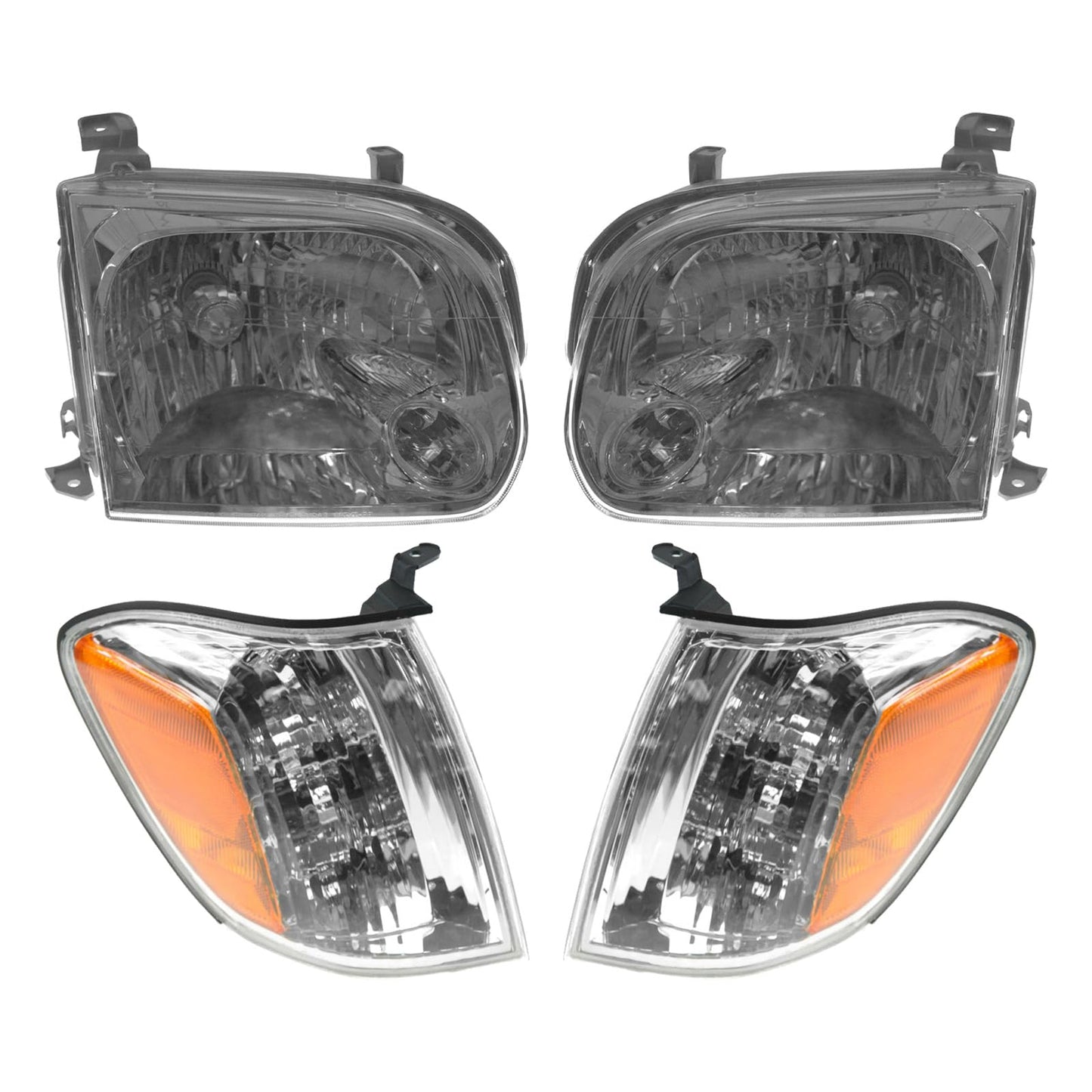 TRQ Headlight Assembly Set for 2005-2007 Toyota Sequoia & 2005-2006 Tundra, Clear, Model LKA55928