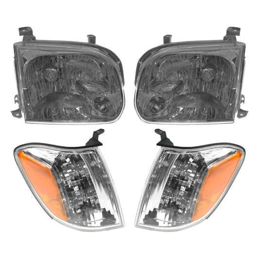 TRQ Headlight Assembly Set for 2005-2007 Toyota Sequoia & 2005-2006 Tundra, Clear, Model LKA55928