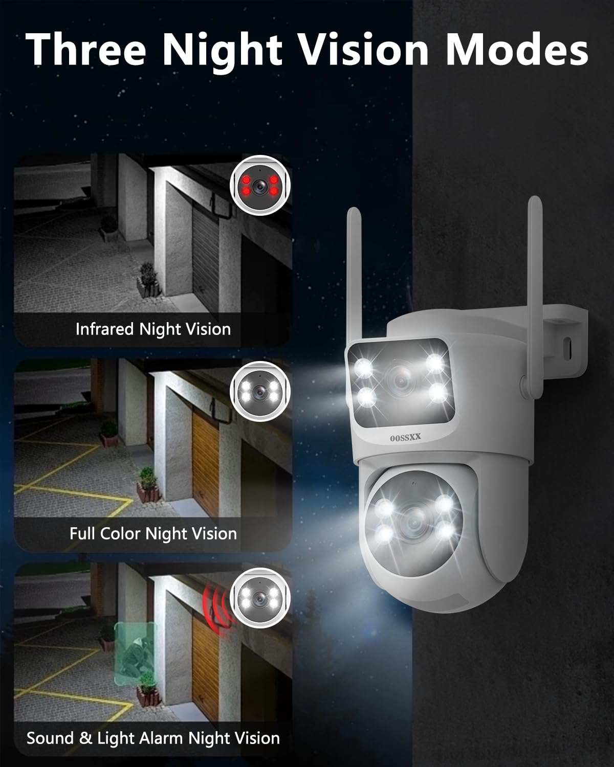 OOSSXX (2026 New) 4MP Dual Lens Wireless Security Camera System, 16CH WiFi NVR with 4 Cameras, 4 Antennas 55% Longer Range, Fixed + PTZ View, 500GB HDD, Free App No Monthly Fee