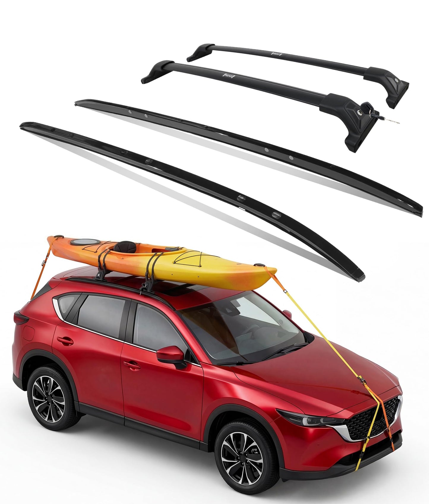 DEEPACE Lockable Roof Rack System for Mazda CX5 CX-5 2017-2025, 265 lbs Cross Bars & Side Rails, No Drilling, Aluminum Alloy, Low Profile Black