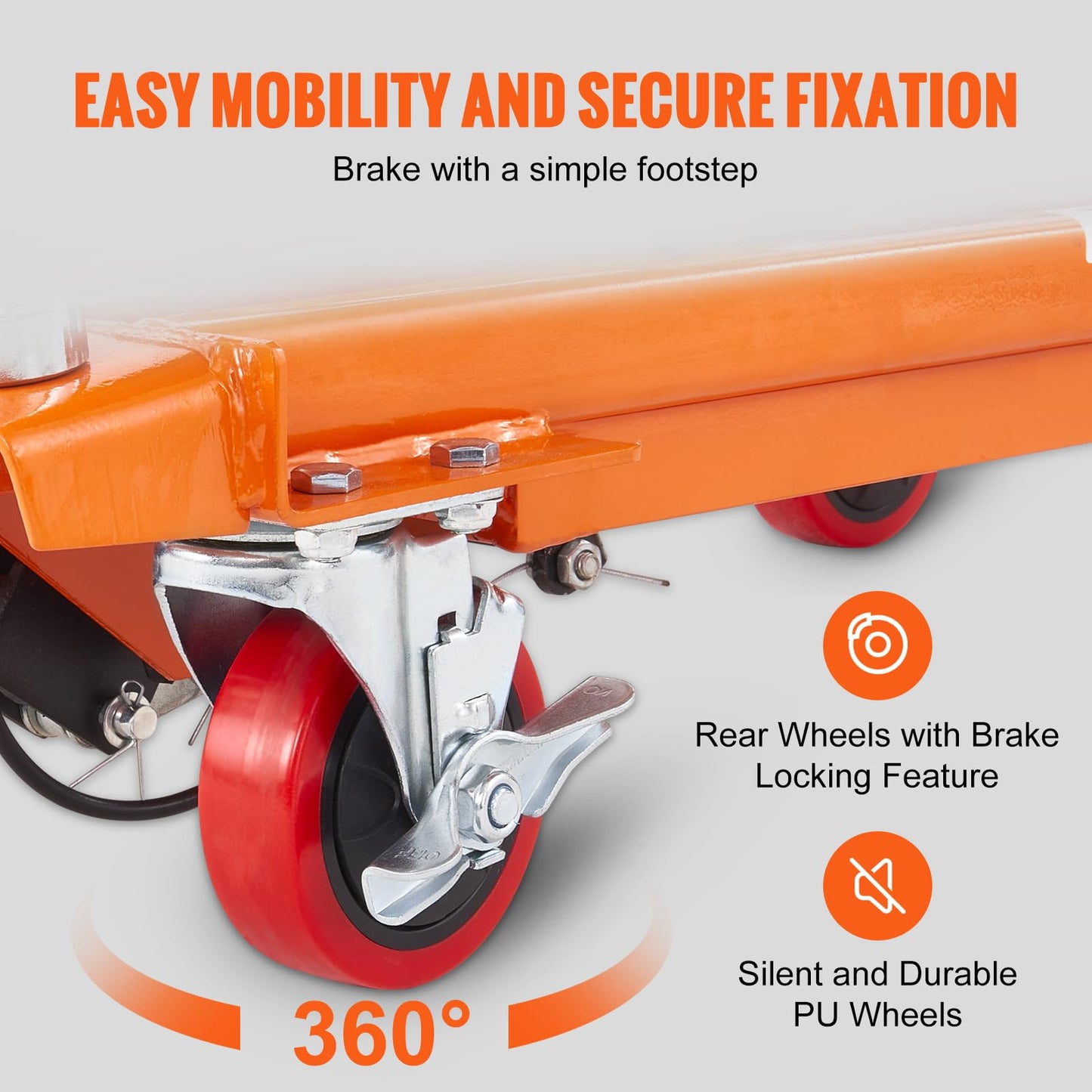 VEVOR TF23 Hydraulic Lift Table Cart, 500lbs Capacity 28.5" with 4 Wheels and Non-Slip Pad, for Material Handling and Transportation, Orange