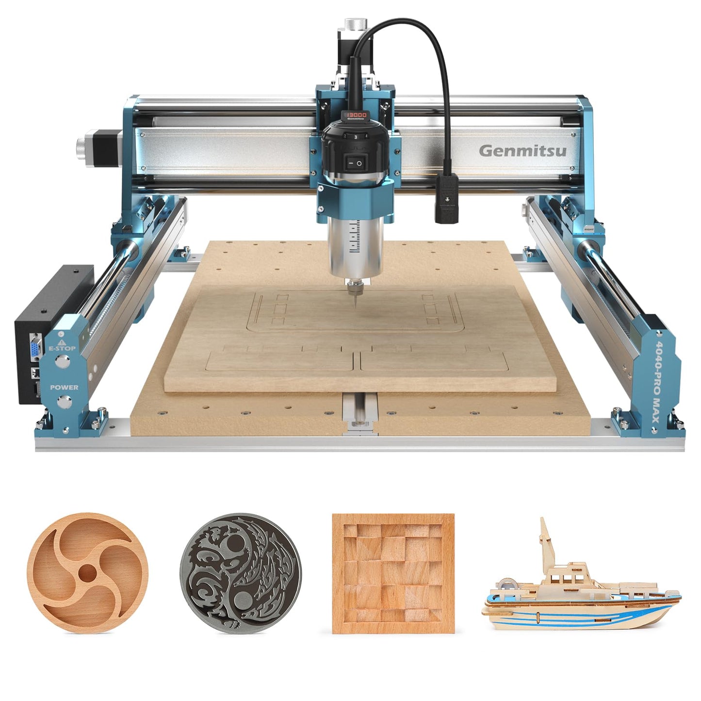 SainSmart Genmitsu 4040-PRO MAX CNC Router, 710W Trimmer & Linear Rail Driven, Work Area 410 x 405 x 77mm, for Wood Metal Acrylic Cutting Milling, GRBL Control