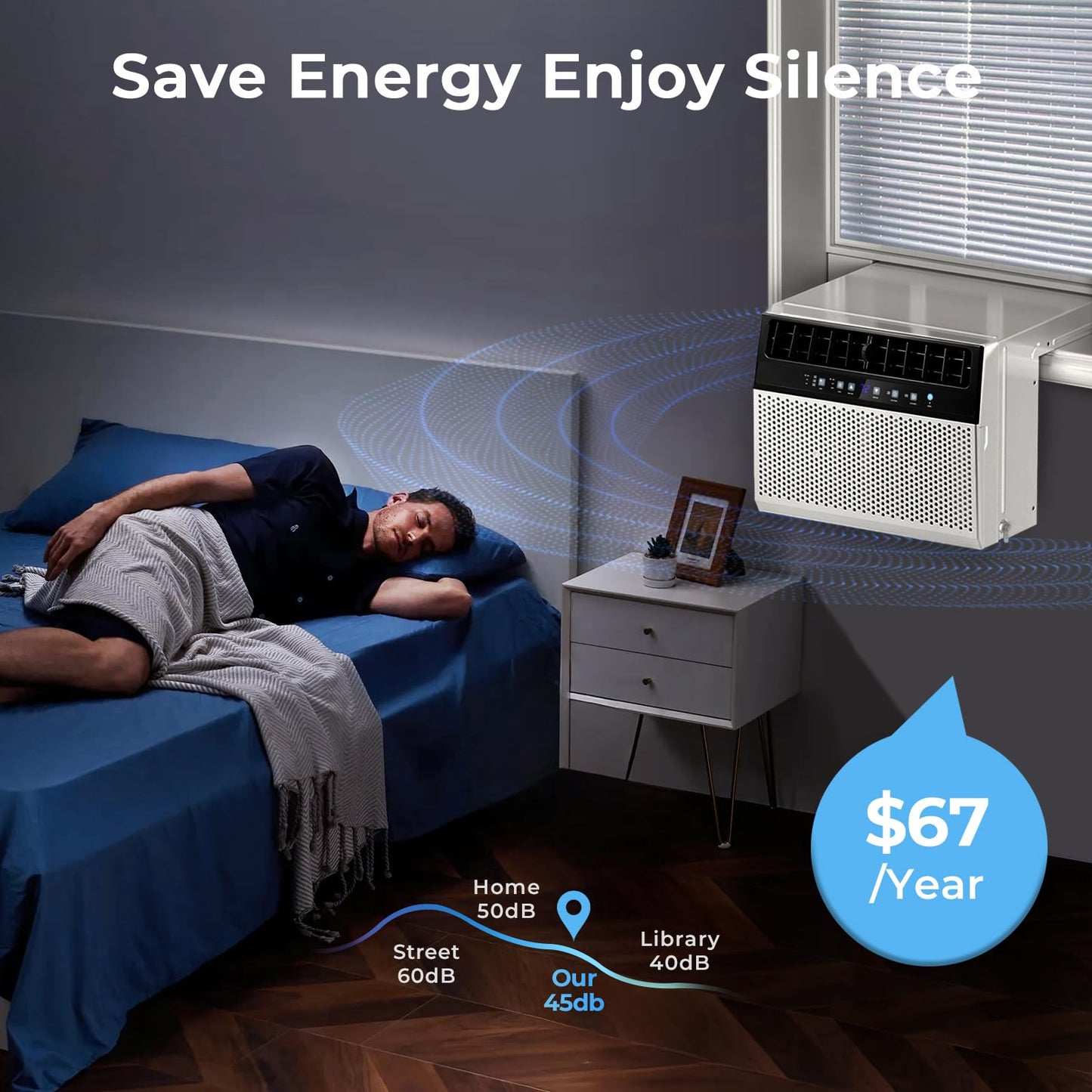 Electactic U-Shaped Window Air Conditioner,Window AC Unit Cools Up 550 Sq.ft, Saddle Air Conditioner Window Unit with Full Window View, Low Noise, Cool/Dry/Fan Modes,Ivory White,12,000BTU Upgrade