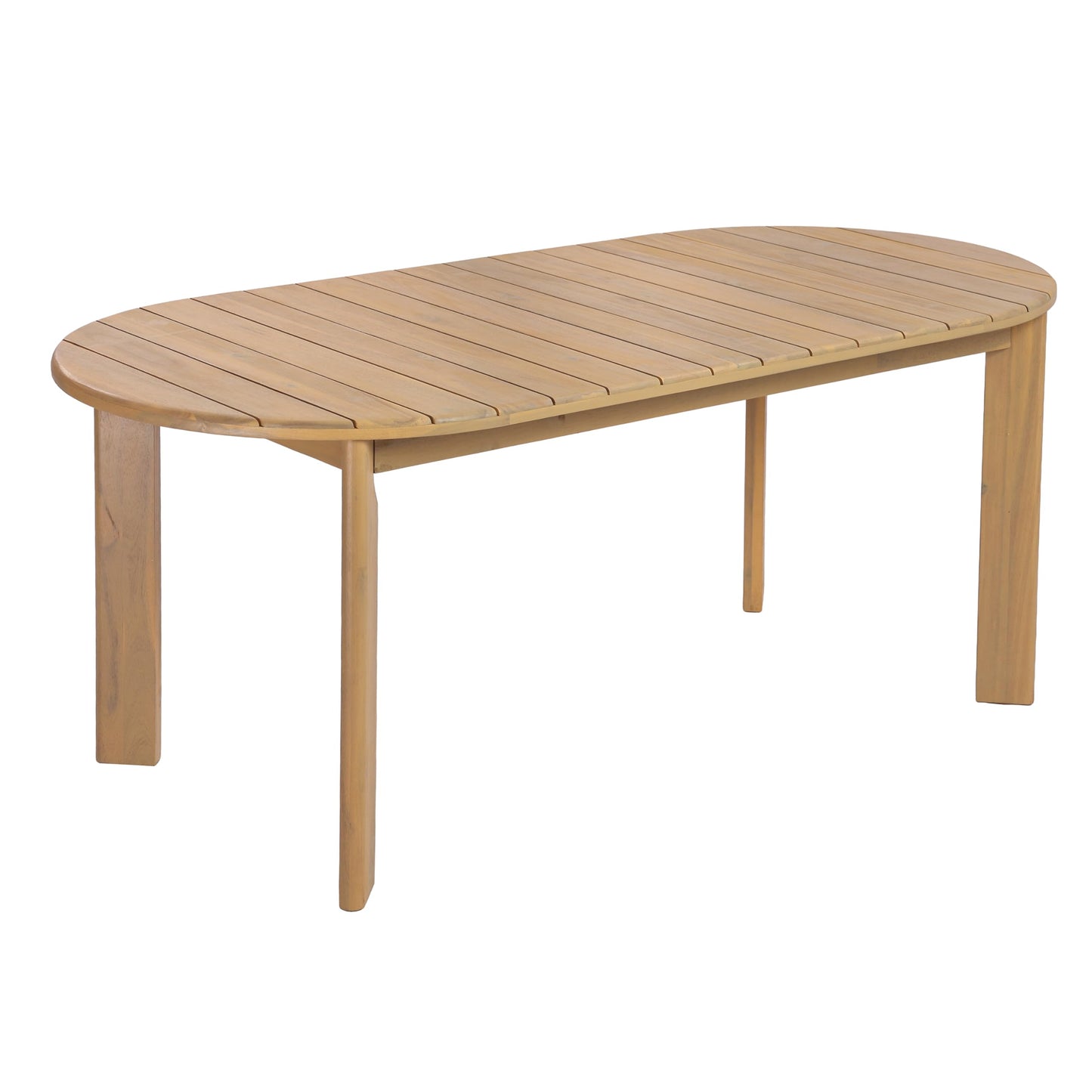 Christopher Knight Home Linda 70.67" Outdoor Dining Table, Solid Acacia Wood Patio Table for Patio Furniture Set, Modern Dining Table with Slat Panel Oval Top for Deck Garden Backyard, Light Teak