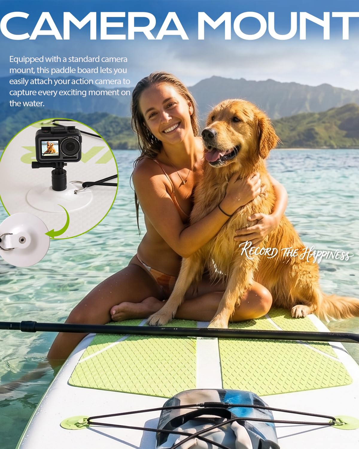 DAKUWAR Inflatable Paddle Board 10'x31.5''x6'' Folding Stand up Paddle Boards with SUP Accessories Valve Adaptor/2 fins/SUP Backpack/Ankle Leash/Repair Kit (Green and White)