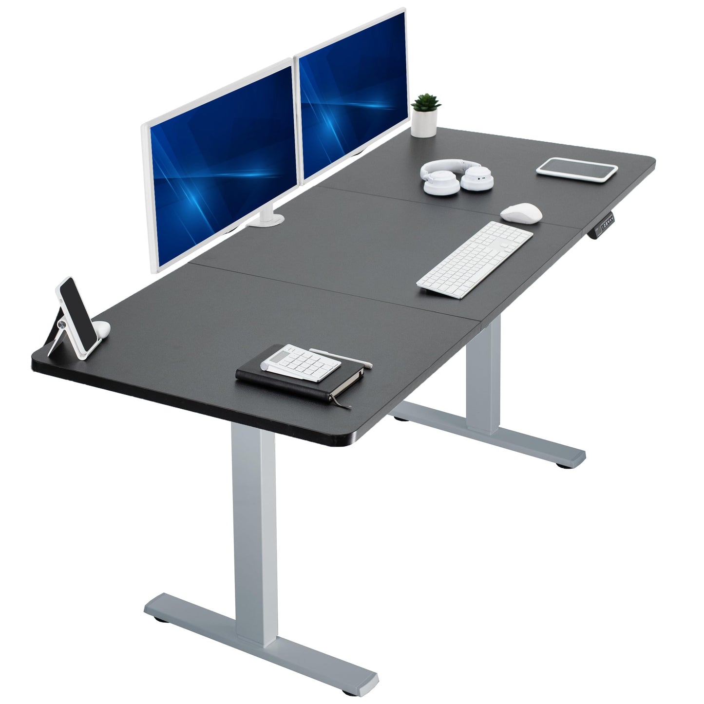 VIVO Electric 71 x 30 in Standing Desk, Memory Height Adjustment, 1B Series, Holds 220 lbs, Black Top Gray Frame, DESK-KIT-1G7B
