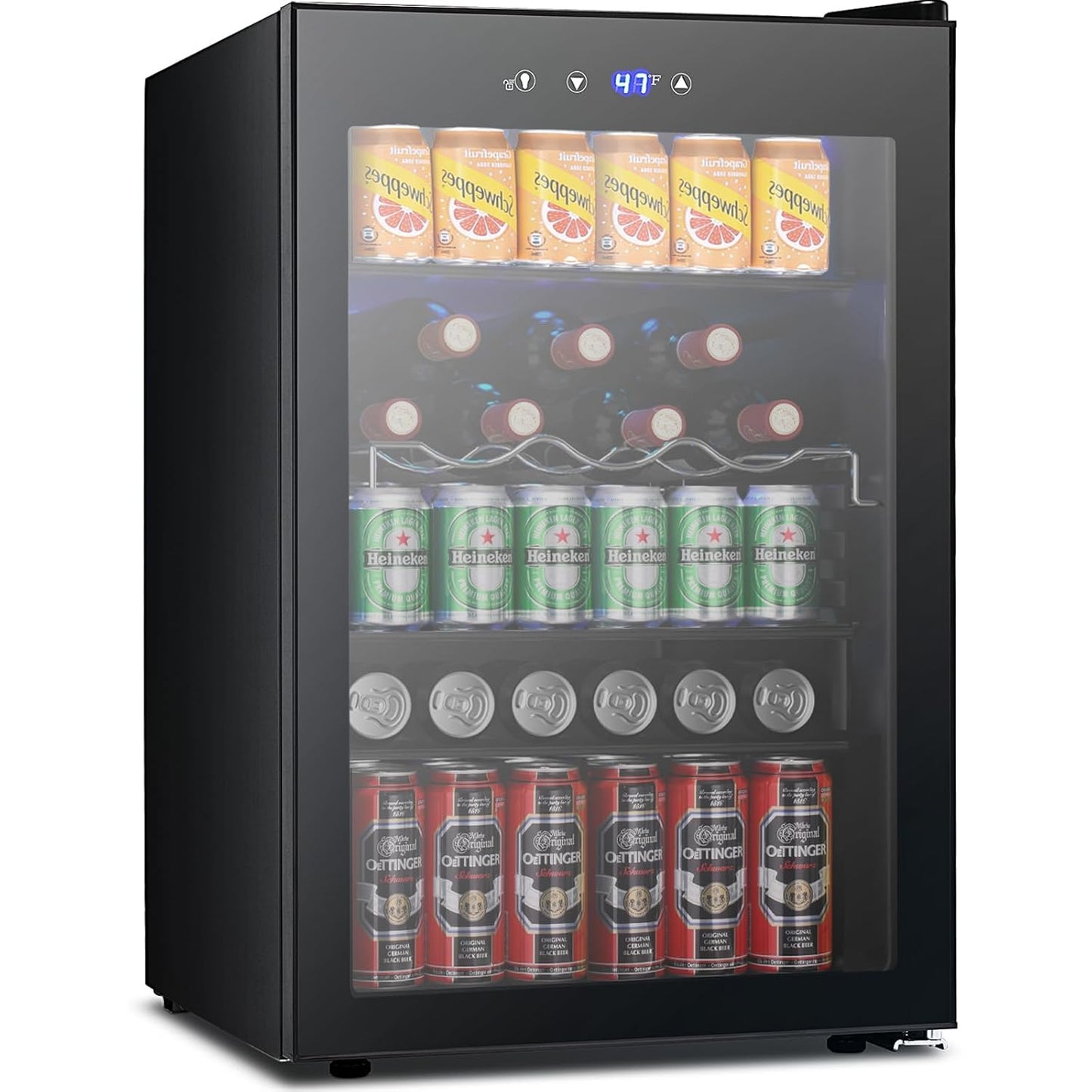 COWSAR Beverage Refrigerator 145 Can Wine Cooler Freestanding Mini Fridge Small with Digital Temperature Control, Glass Door, and Child Lock, Quiet Drink Refrigerator for Home, Bar– 4.5 Cu. Ft.