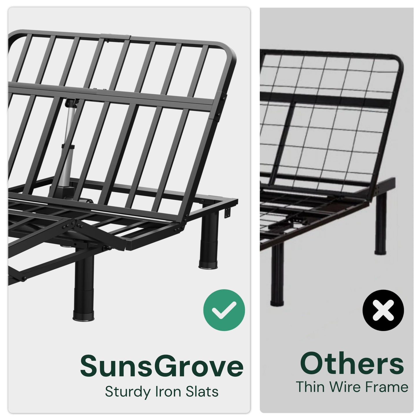 SunsGrove Full Adjustable Bed Frame with Wireless Remote, Zero Gravity, Head & Foot Incline, Anti-Snore, Memory Presets, Quiet Motor, Electric Bed with Adjustable Leg Heights