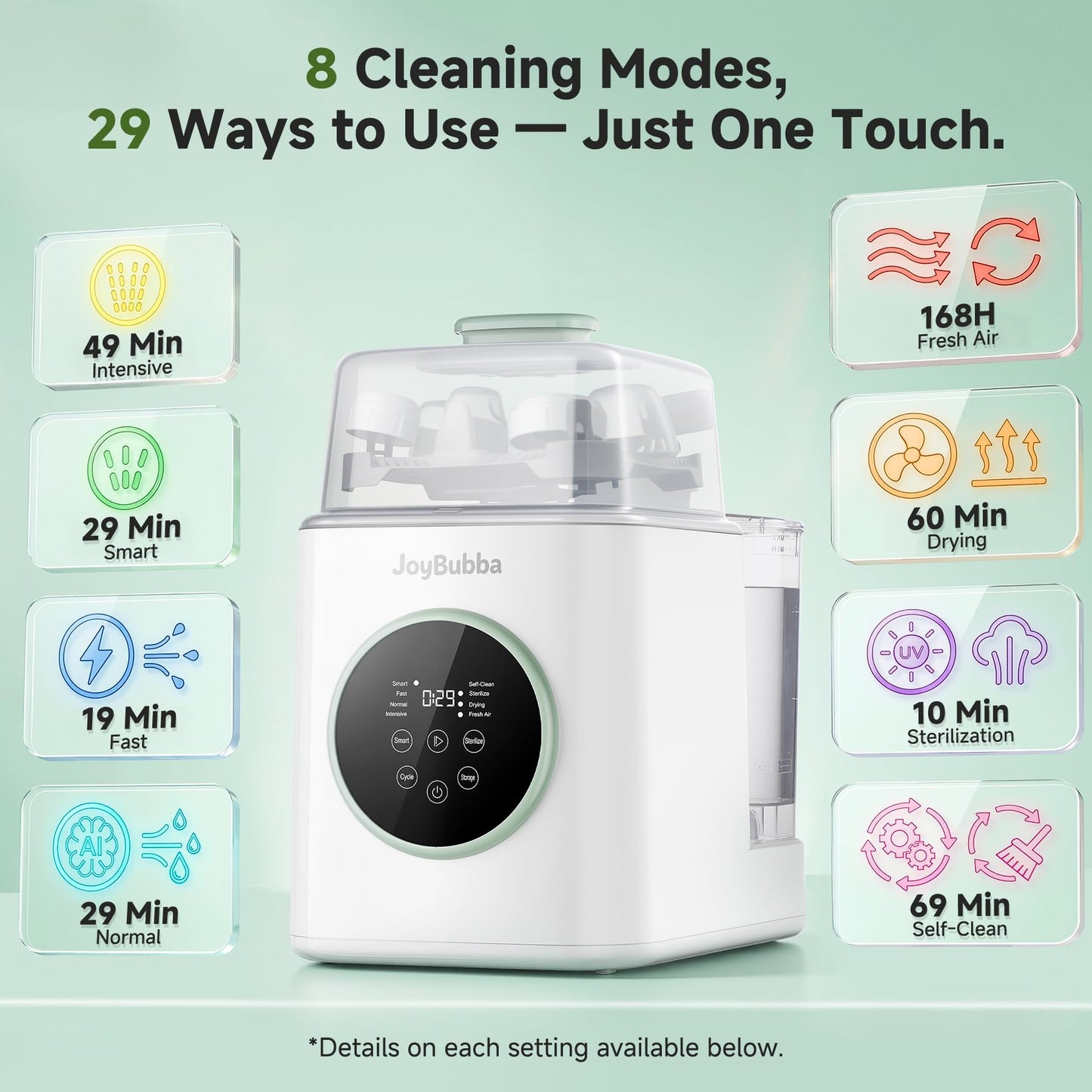 JoyBubba Bottle Washer, Sterilizer & Dryer – 4-in-One Cleaner for Baby Bottles, Pump Parts & Baby Essentials with 3 High-Temp Sterilization Modes, Includes 60 Cleaning Tablets – Saves Time & Effort.