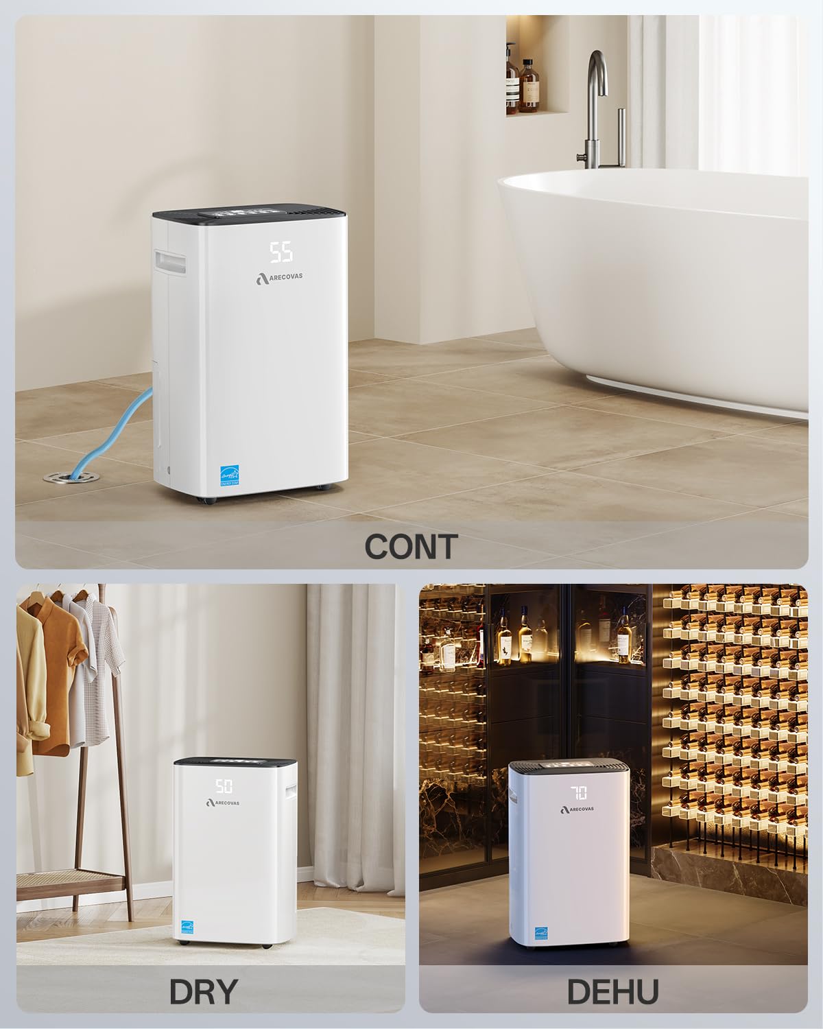 52 Pints Dehumidifier for Basement Bedroom Bathroom Large Room Home, 4500 Sq.Ft Dehumidifiers with Drain Hose, 2025 Energy Star Certificate, Humidity Control, 24H-Timer, Auto Defrost (52, Pints)