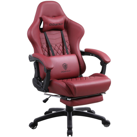 Dowinx Gaming Chair Big and Tall, Ergonomic PC Gaming Chair with Footrest & Massage, Racing Style Reclining Computer Chair for Adults, 400LBS Capacity - Heavy Duty Gamer Chair (Red)