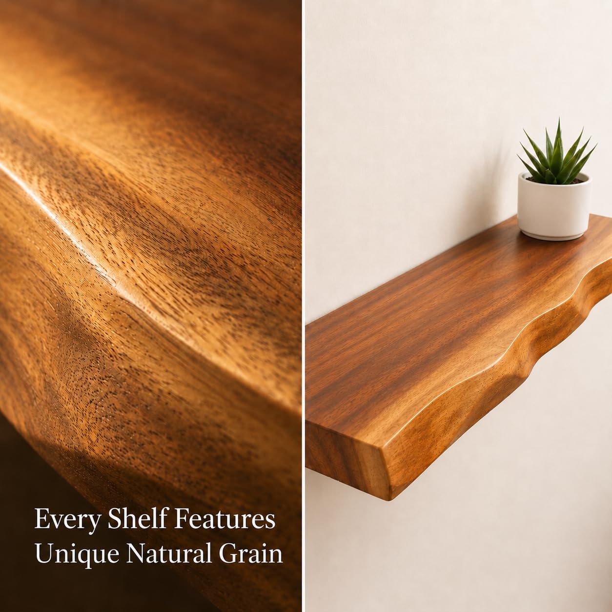 Gamoora Live Edge Floating Shelves 23.6", Set of 2