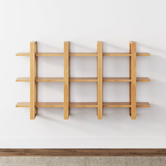 Nathan James Floating Wall Book Shelves, 3-Tier Display Shelf, Decorative Modular Shelf in Solid Wood for Bedroom, Nursery, Bathroom or Kitchen, Set of 2
