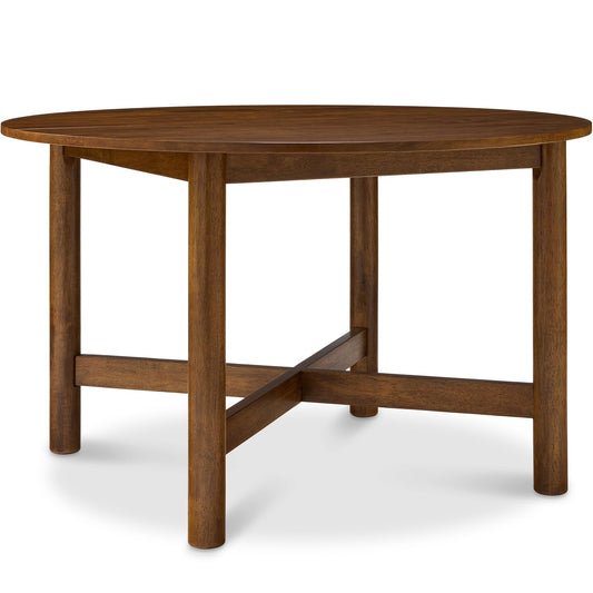 Best Choice Products Solid Wood Dining Table for 4-6, Kitchen Table, 47" Round Table, Modern Farmhouse, Space Saving for Dining Room, Kitchen, Or Living Room, Easy Assembly - Walnut