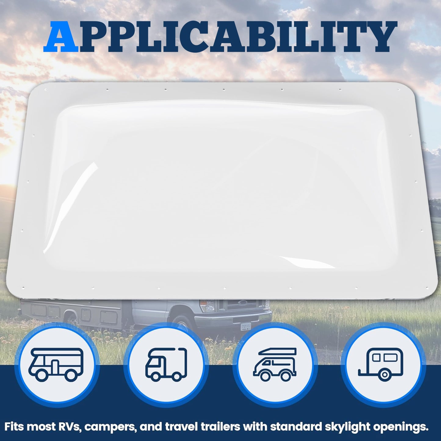 Kojem RV Skylight Cover Universal Outer Dome Replacement Kit 18in x 26in Clear Plastic Model LYAP-770-2