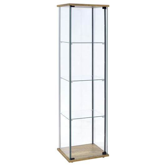 Coaster Home Furnishings - Bellatrix - Glass - 3-Shelf Curio Cabinet with Metal Frame, One Door, and Black Hardware - Living Room - 64-Inch - Mango - 950172MGO