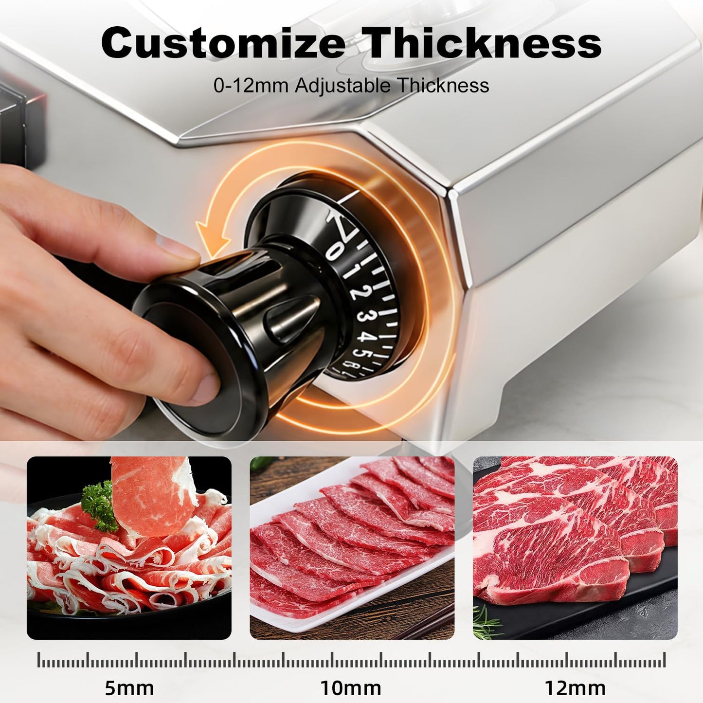 CHEF KEY Commercial Meat Slicer, 10 inch Electric Food Slicer, 240W Frozen Meat Deli Slicer, Premium Chromium-plated Steel Blade Semi-Auto Meat Slicer For Commercial and Home use