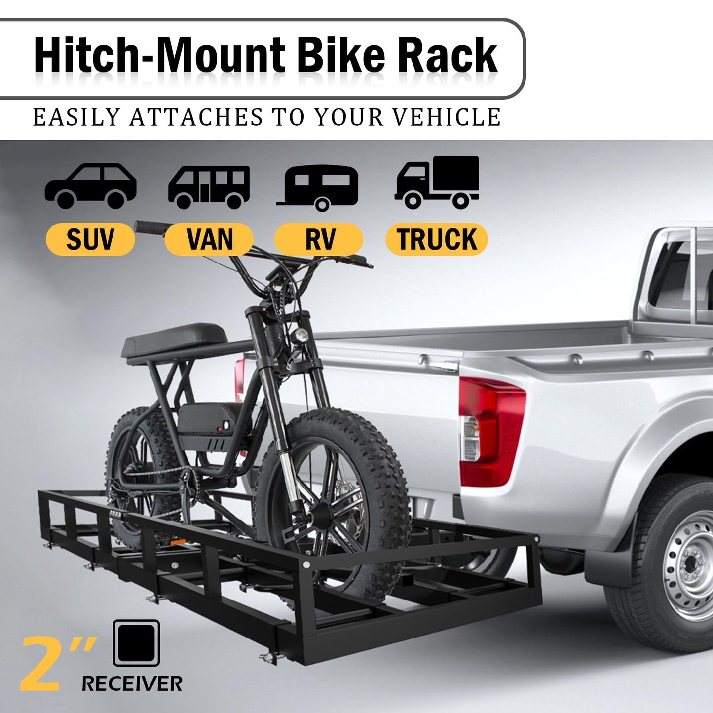 ZUIWAN 2-Bike Hitch Rack for 2" Receiver - Convertible Bike Carrier & Cargo Carrier Platform, Heavy-Duty Hitch Mount Bicycle Rack for Cars, SUVs, Trucks