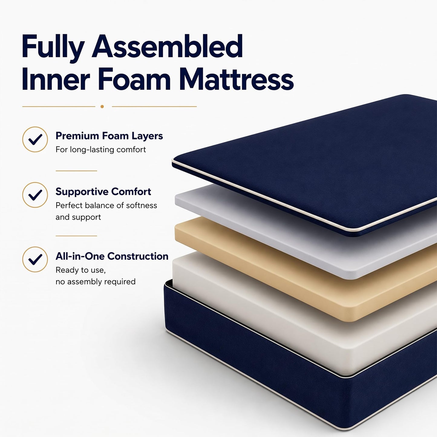 Greaton, 5-Inch Medium Firm Water Resistance Nylon Vinyl Foam Mattress, Noiseless, Soft Cloud Feeling, Body Heat Reflection, Good for Hospital and Camp, Queen, Blue