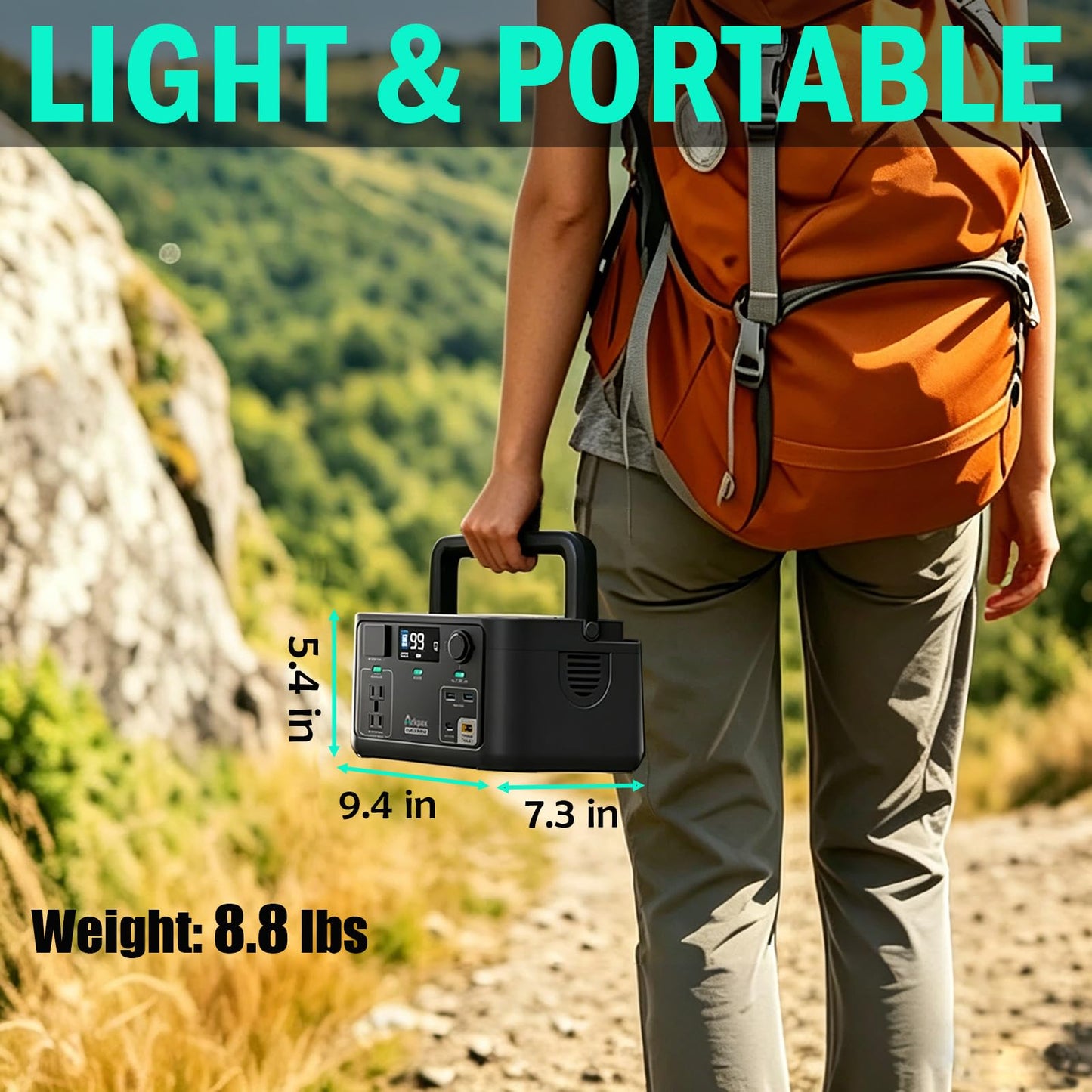 Arkpax Portable Power Station 300W, 600W Peak Backup LiFePO4 Battery 192Wh Solar Generator with 120V Pure Sine Wave AC Outlet for Camping Emergency Travel Outdoor Home Blackout