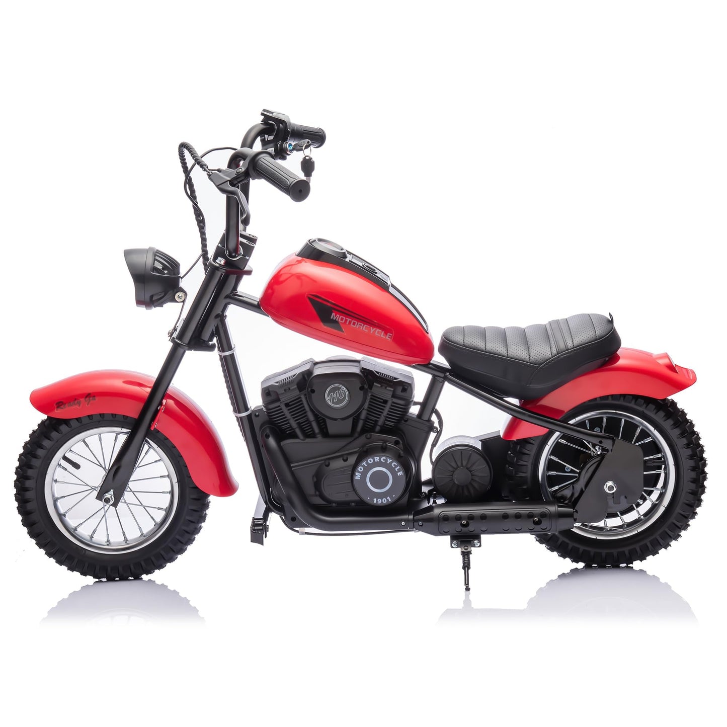Electric Dirt Bike for Kids 24V, 150lb Max Weight & 15mph, Chain Driven Motor w/12'' Air Filled Tires, Handbrake & Shock Absorbers, LED Lights, Power Display Ride On Toy for Boys & Girls