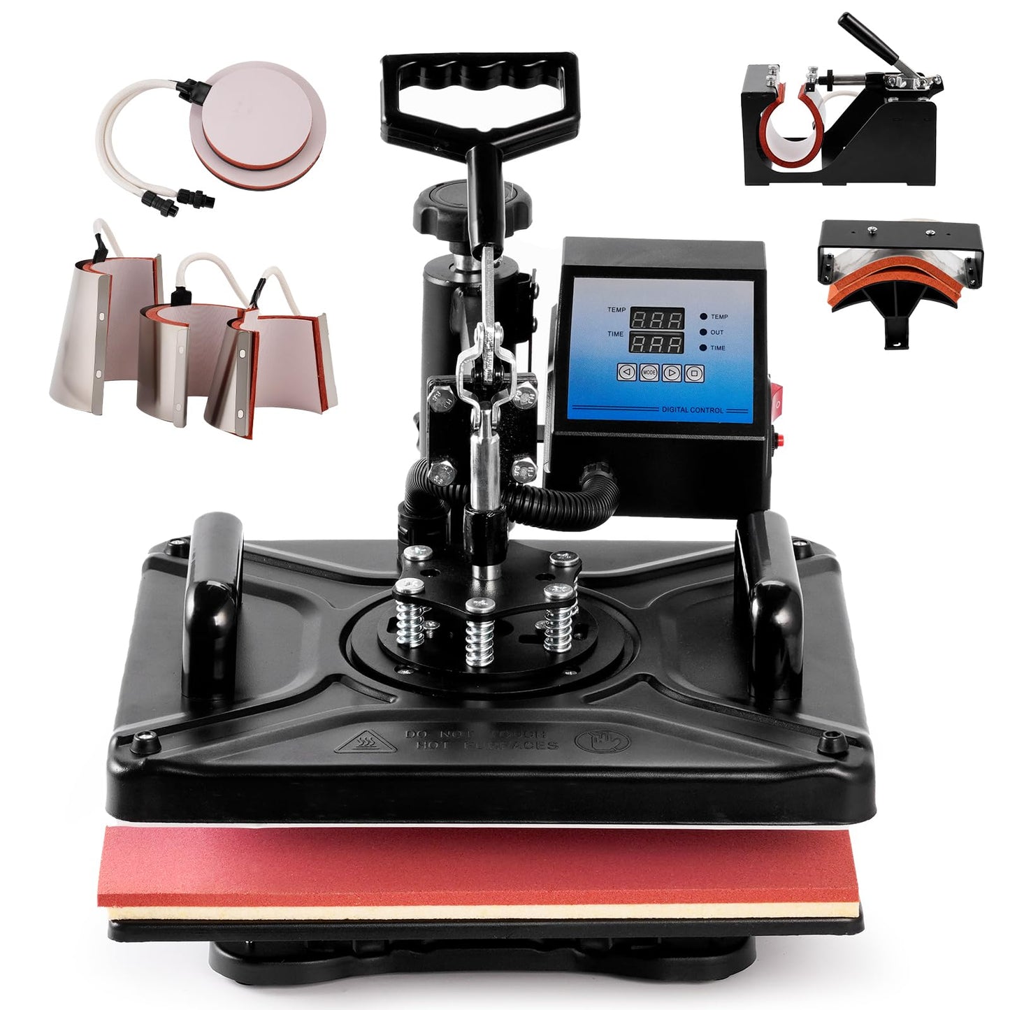 Cloudray 8 in 1 Heat Press Machine, All in One for Sport Events, World Cup Fan Shirts, T-Shirts, Tote Bags, Hats, Mugs, DIY, SchoolWorking Area 12"x15", Black