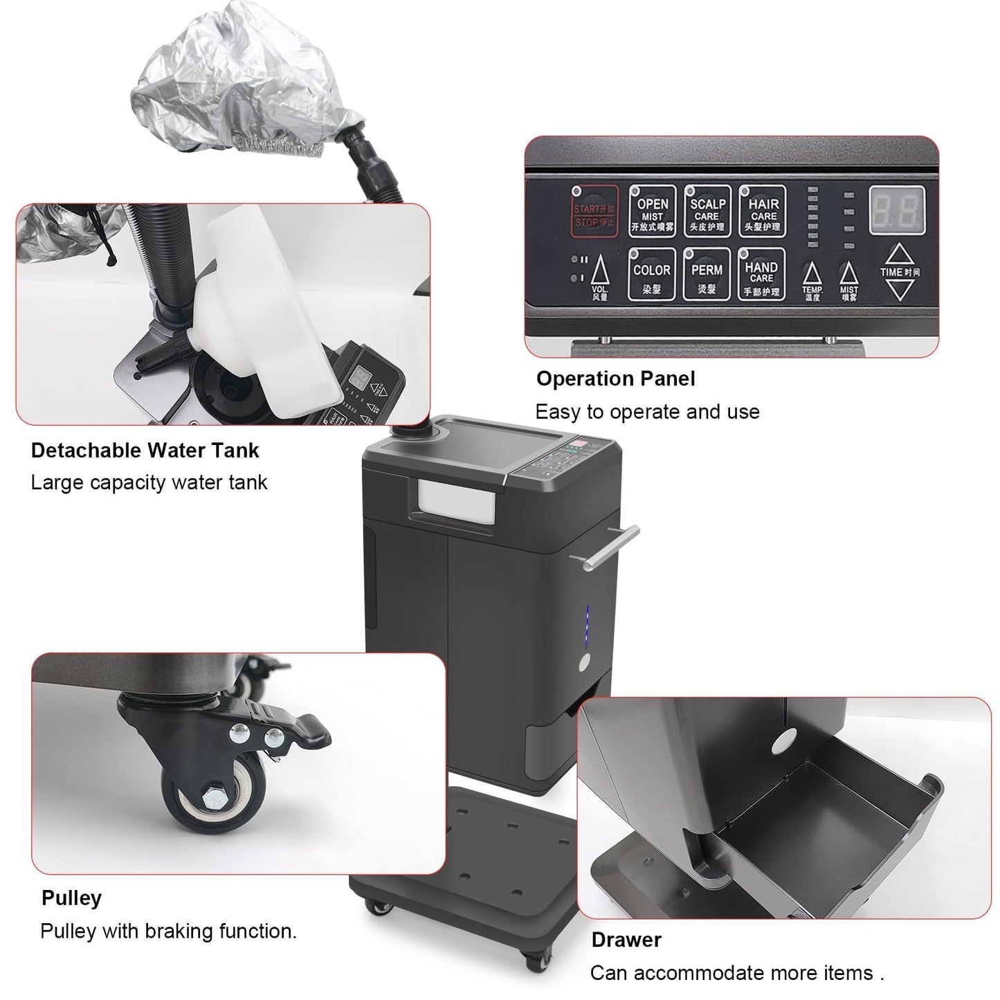 Elitzia Micro Mist Hair Steamer with Storage Draw for Salon SPA Barber Shop
