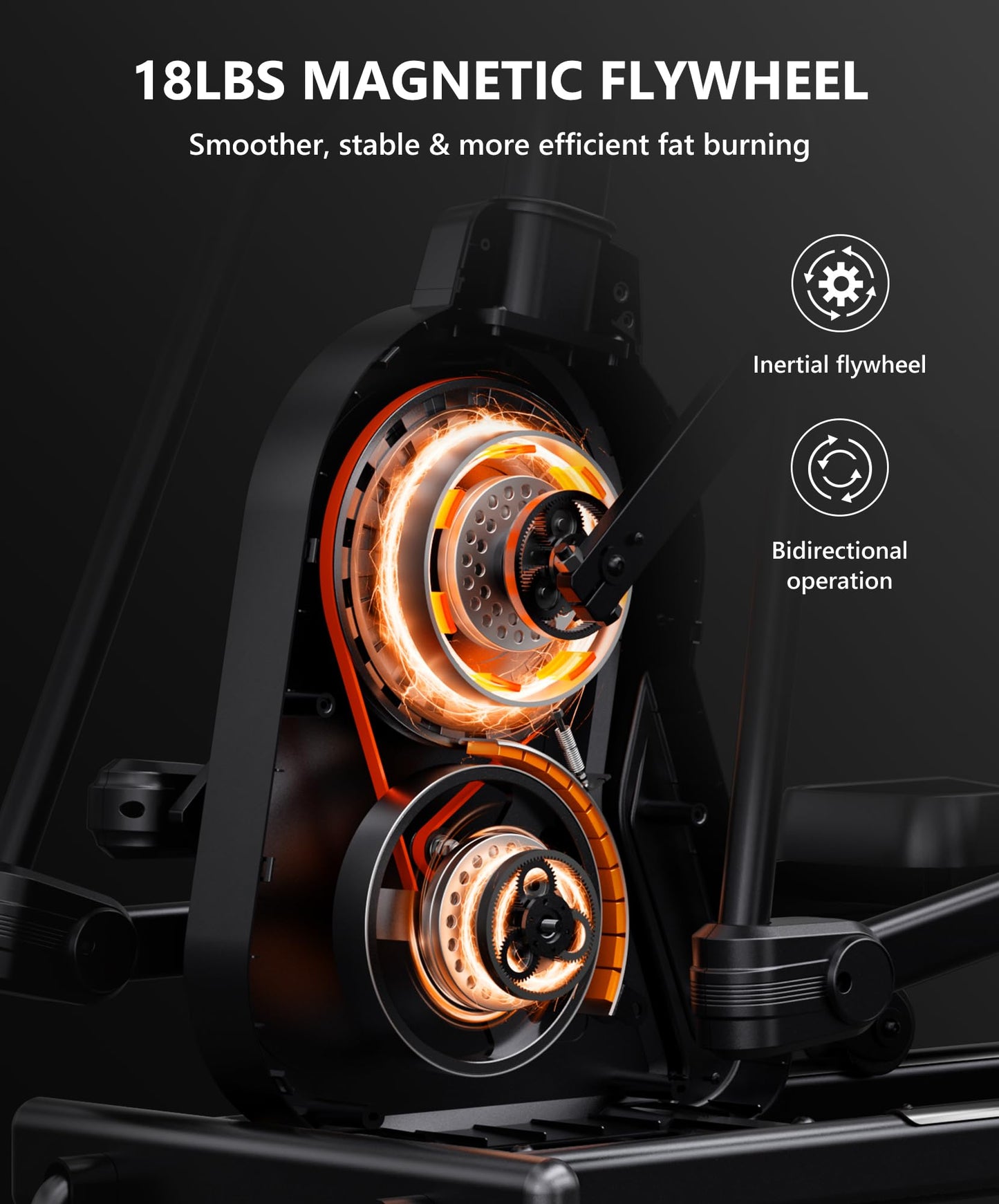 THERUN Elliptical Exercise Machine, Electric Elliptical Machine for Home Use, Magnetic Elliptical Training Machines with 20IN Stride & 32-Level Resistance, 350LB Capacity, App Connectivity (Orange)