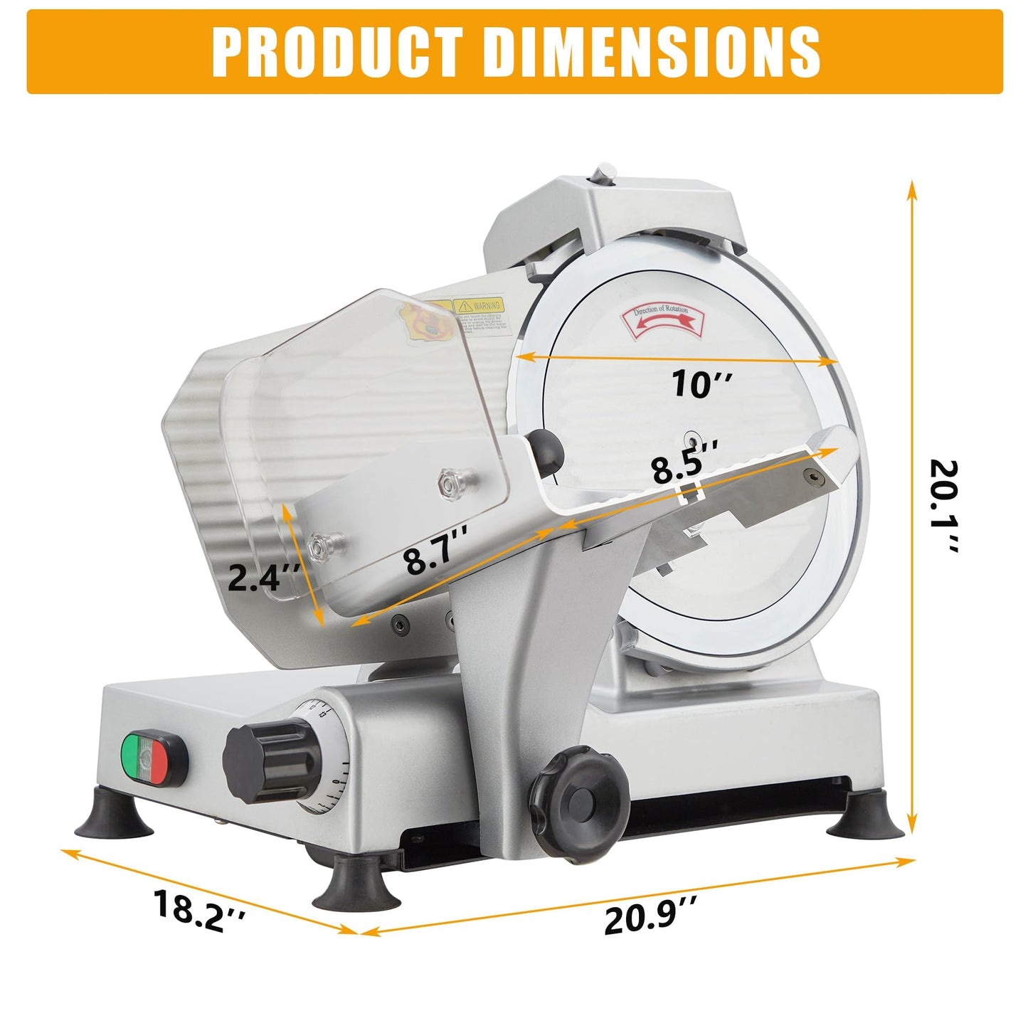 Powerful 550W Dual Motor Meat Slicer Machine for Home & Commercial Use, 10" Alloy Steel Blade, Adjustable 0-14mm Deli Slicer, Automatic Sharpener, Safe Kitchen Slicer