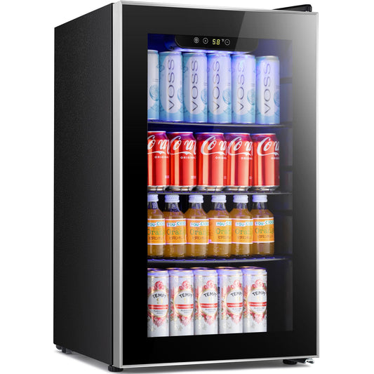 Antarctic Star Beverage Refrigerator Cooler ETL Approved - 95 Can Mini Fridge Glass Door for Soda Beer Wine, 32-61℉, Quiet Compressor, Removable Shelves for Home, Office or Bar, 2.3 cu.ft