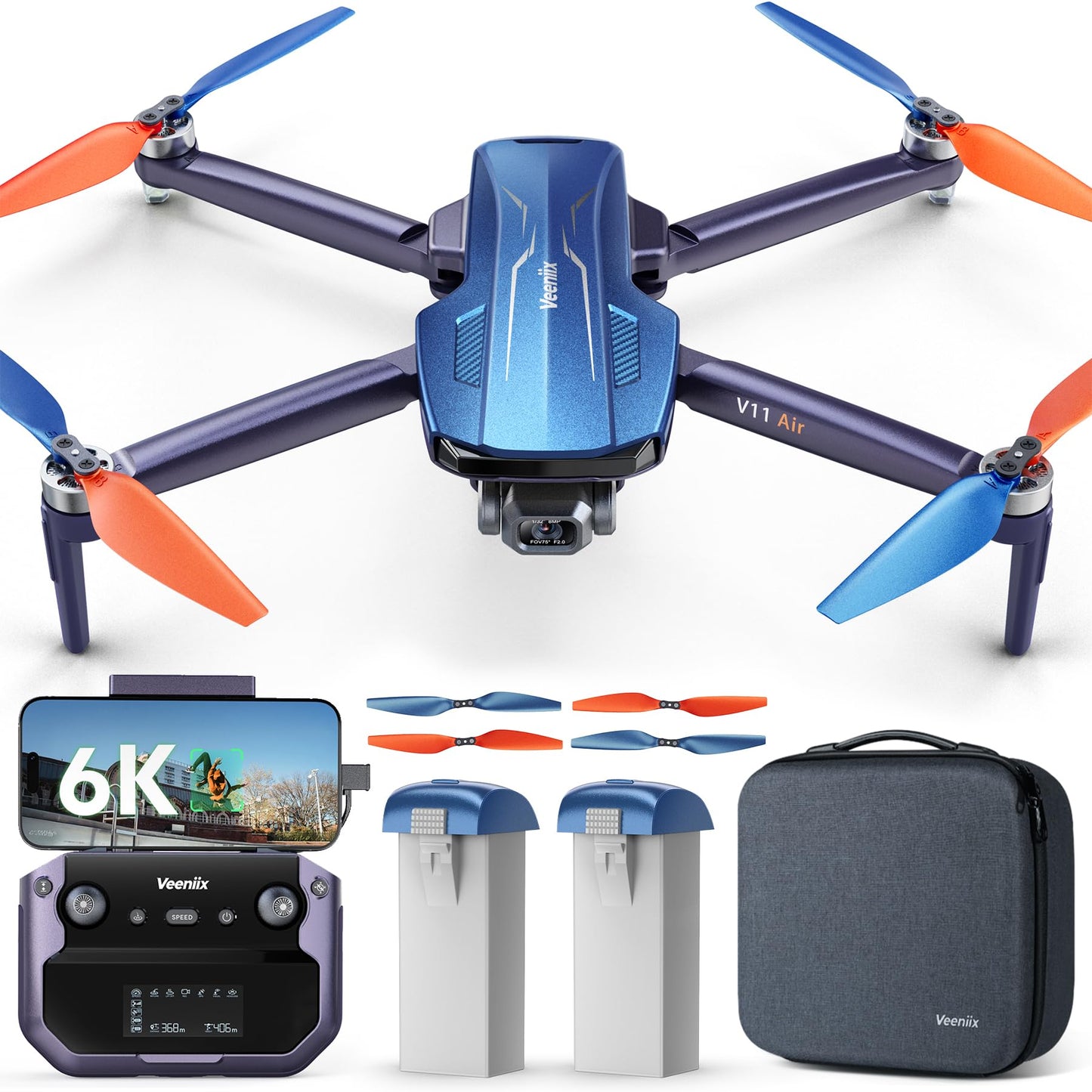 Veeniix V11Air 6K Drone with Camera for Adults, 3-Axis Gimbal 4K Video RC Quadcopter, 70 Mins Long Flight Time, 10000ft FPV Transmission, Brushless Motor, Cruise Control, Auto Return Home, Built-in FAA RID