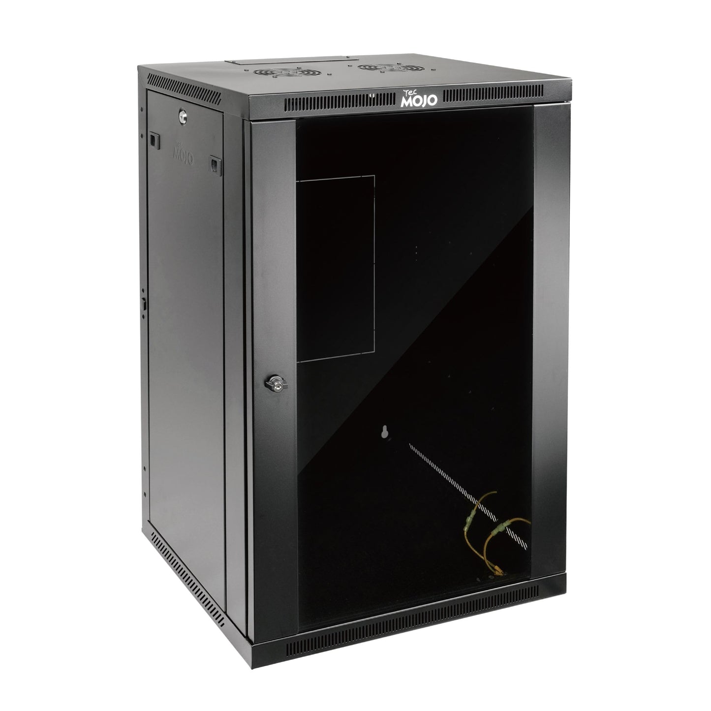 Tecmojo 18U Wall Mount Rack,18U Rack 23.6 Inch Depth,Hold Up to 176 Lbs,Enclosed Wall Mount Rack Kit for 19 Inch Network,Server and AV Gear,Glass Door(Elite Collection)