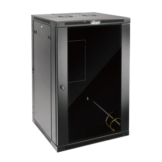Tecmojo 18U Wall Mount Rack,18U Rack 23.6 Inch Depth,Hold Up to 176 Lbs,Enclosed Wall Mount Rack Kit for 19 Inch Network,Server and AV Gear,Glass Door(Elite Collection)