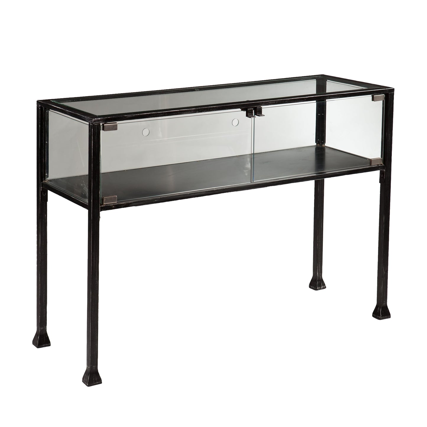SEI Furniture - Terrarium Display Console - Transitional Design, Black Finish - Ideal for Entryway, Living Room (CK8863)