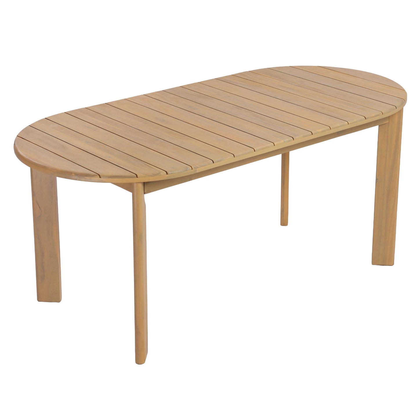 Christopher Knight Home Linda 70.67" Outdoor Dining Table, Solid Acacia Wood Patio Table for Patio Furniture Set, Modern Dining Table with Slat Panel Oval Top for Deck Garden Backyard, Light Teak