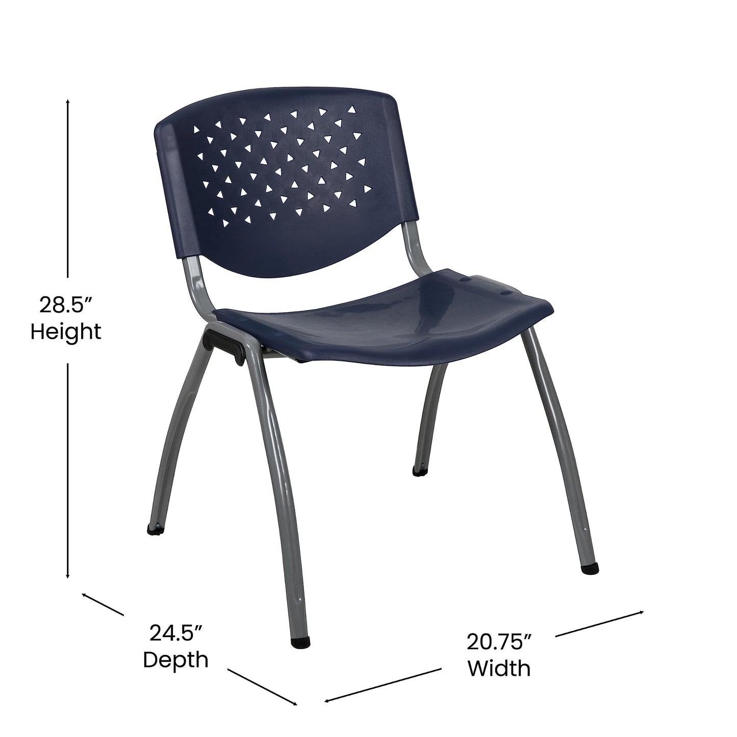 Flash Furniture Hercules Series Plastic Contoured Lobby Chairs with Perforated Backs, Ergonomic Stacking Chairs for Offices, Set of 5, Navy