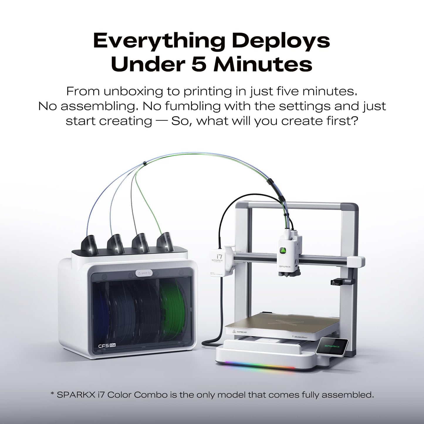 Creality SPARKX i7 Autofill Combo 3D Printer, Auto Filament Load and Refill AI Photo to 3D Printing 500mm/s High Speed Auto-Leveling RGB Light 95% Pre-Assemble Low Noise 10.24×10.24×10 inch
