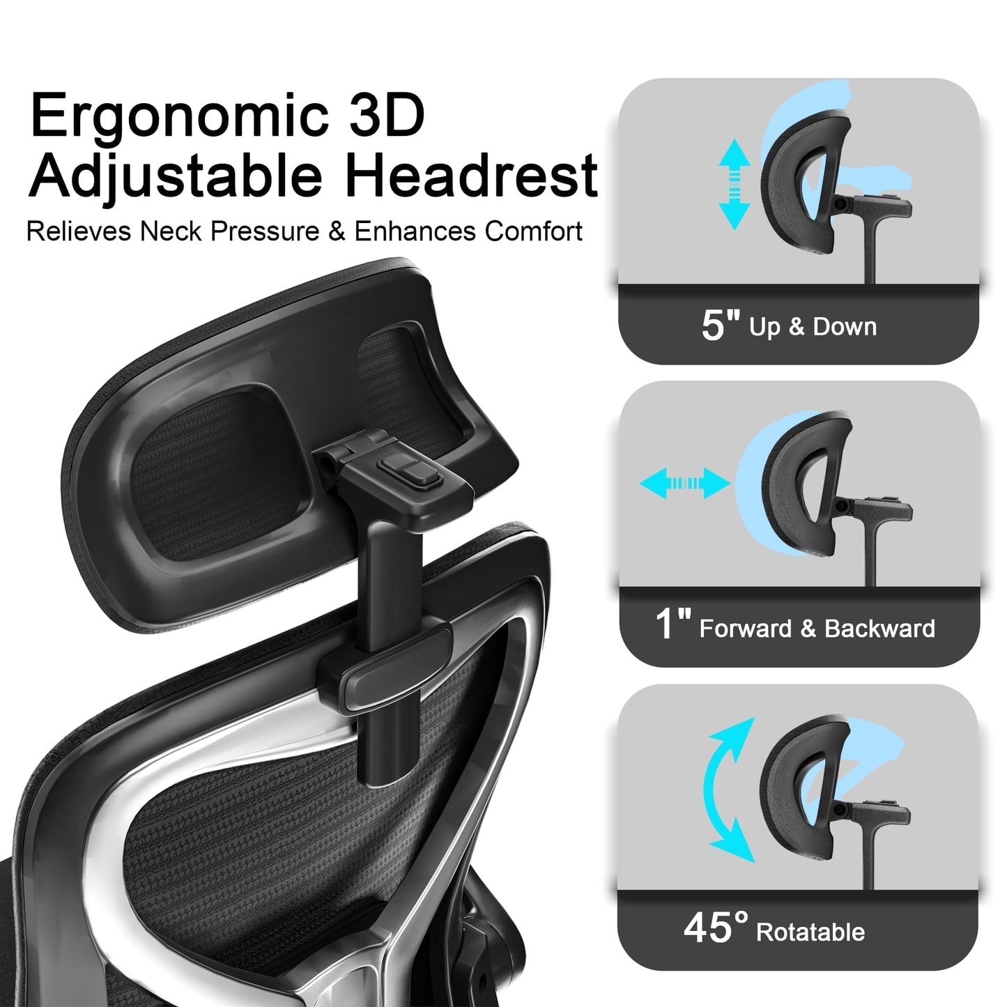 Home Office Desk Chairs, Ergonomic Office Chair with Lumbar Support & 3D Headrest, Computer Desk Chair with Flip-up Armrests, Perfect for Office or Study, Black/Silver