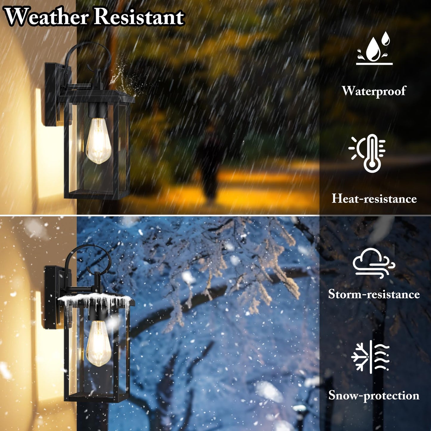 BesLowe Outdoor Wall Light Fixtures, 15in Waterproof Sconces, Matte Black, 2-Pack, Model 10233M