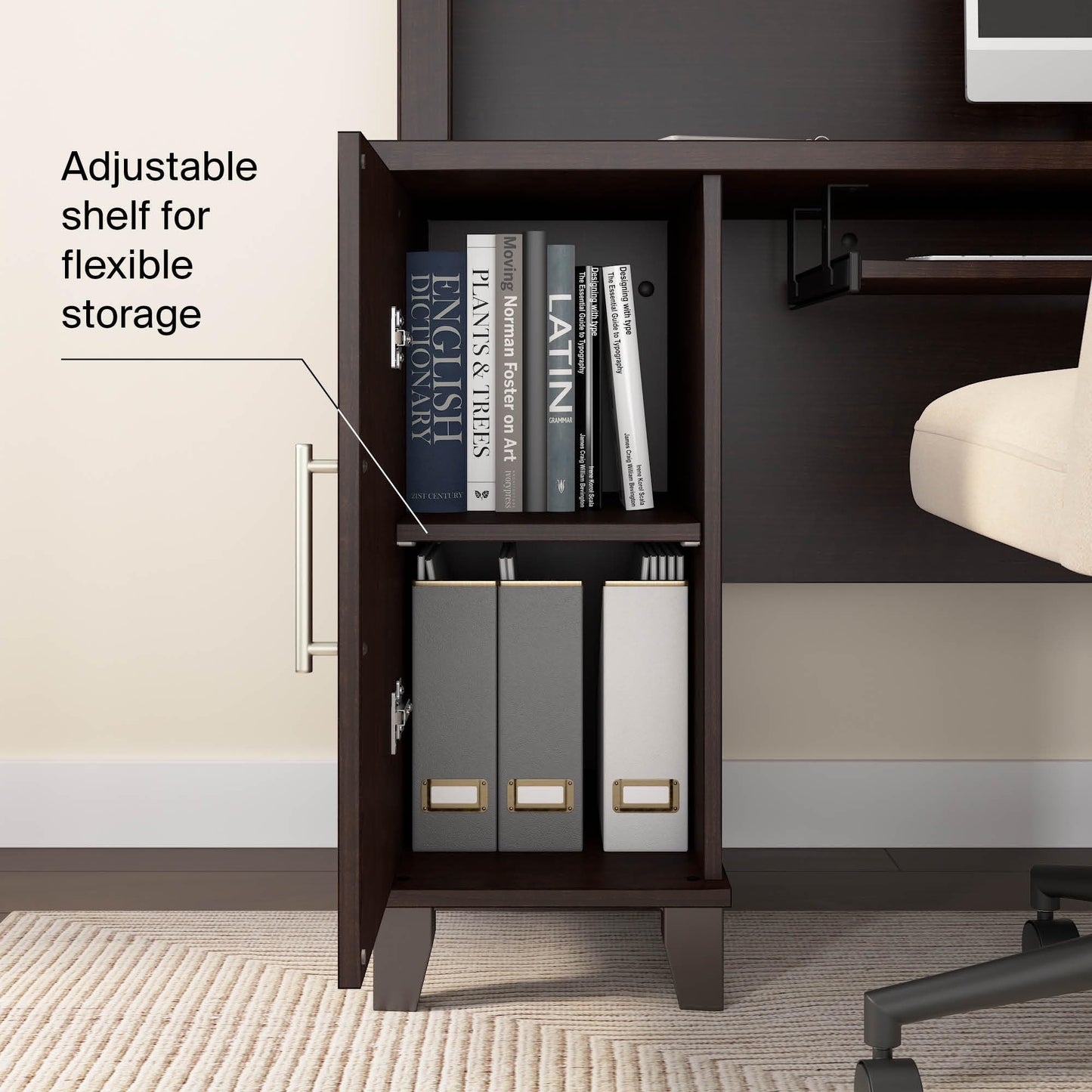 Bush Home 72-Inch L-Shaped Desk with Storage, Corner Computer Office Desk with File and Box Drawers, Home Office Workstation with Storage Cabinet, Somerset Collection, Mocha Cherry