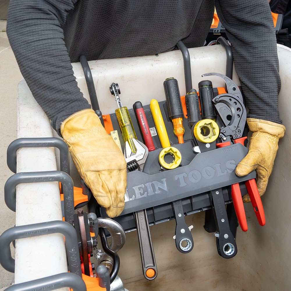 Klein Tools BC501S S-Hook Hard Tool Storage Module, 18 Compartments, Magnetic, Optional S Hooks Secure Module to Aerial Utility Buckets