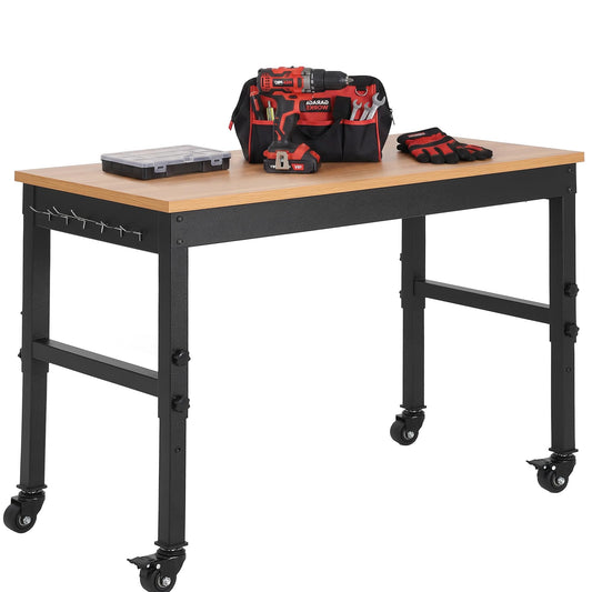 48" Workbench for Garage,2200 lbs Capacity, Adjustable 29.5"-37",4 Wheels
