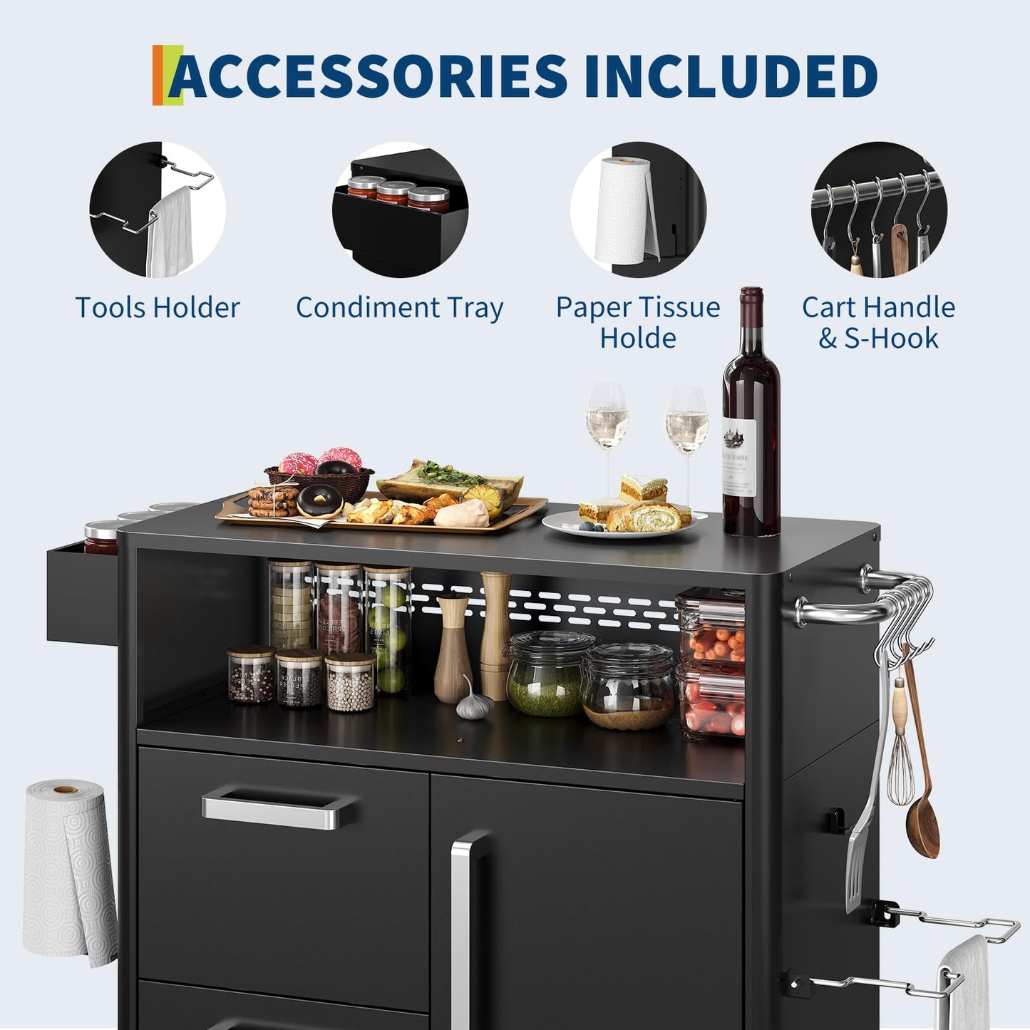 Heavy-Duty Outdoor Grill Cart with Stainless Steel Prep Table,Mobile BBQ Island Cart with Spacious Storage Cabinet & Lockable Wheels, Multi-Function Patio Kitchen Station for Grilling & Outdoor