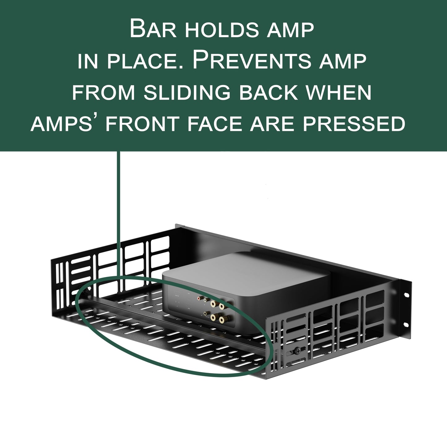ynVISION.DESIGN 2U Rack Mount Shelf for WiiM Amp & WiiM Amp Pro (4 Pack) | 11" Deep | Fits 19" Standard AV, Audio & Server Racks | Holds 1 Amp | Vented with Cable Management & Back Bar