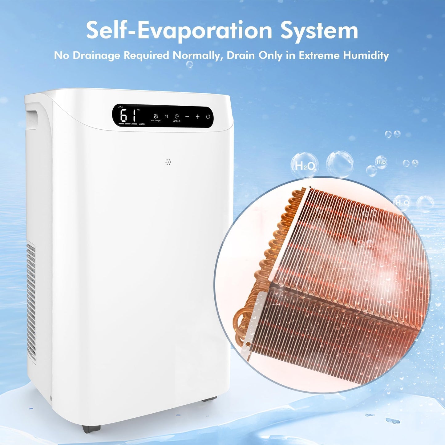 14000 BTU Portable Air Conditioners, Cools Up to 700 Sq.Ft, AC Unit with Cooling, Fan, Dehumidifier, Sleep Mode, Remote Control&Installation Kit, Portable AC for Large Rooms
