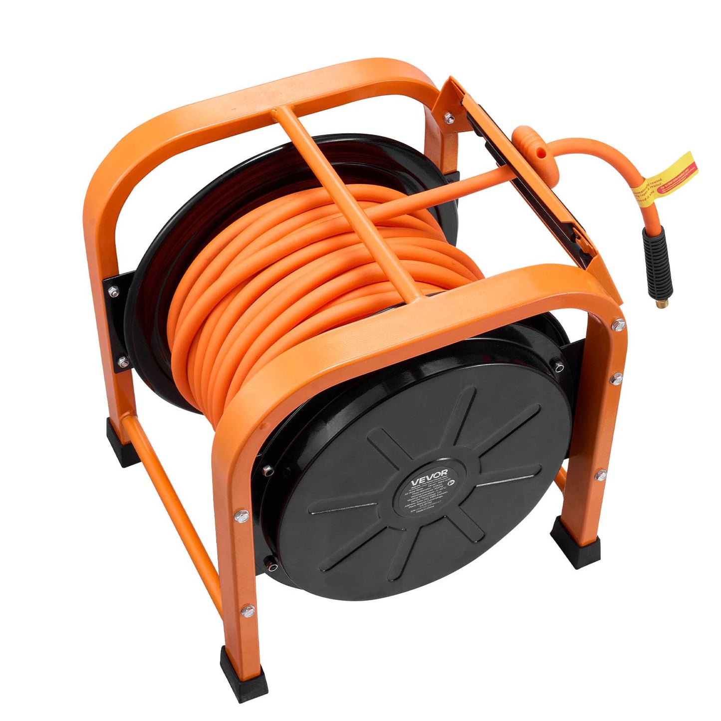 VEVOR Retractable Air Hose Reel, 3/8 Inch x 100 FT Hybrid Air Hose Max 300PSI, Auto Rewind Air-Compressor Hoses Reel with 5ft Lead in, Portable Freestanding Heavy Duty Steel Reel for Garages Workshops
