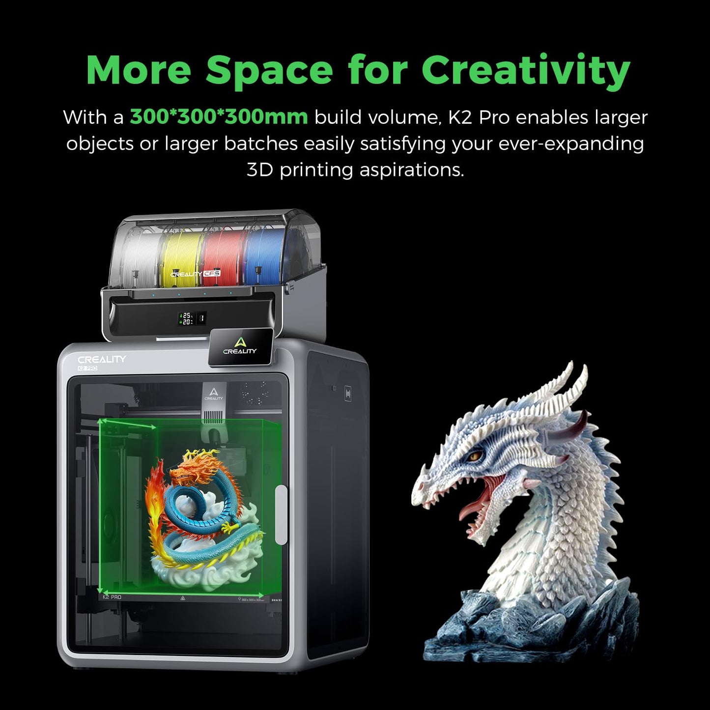 Creality K2 Pro Combo(A) 3D Printers, Multicolor 3D Printer Machine with CFS, Dual Camera, 600mm/s Printing Speed, Next-Gen Direct Drive Extruder, 300 * 300 * 300mm Printing Volume